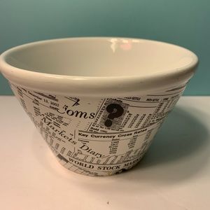 Square Nest Newspaper Print Crosswords/Stockmarket 6” Bowl/Flower Pot